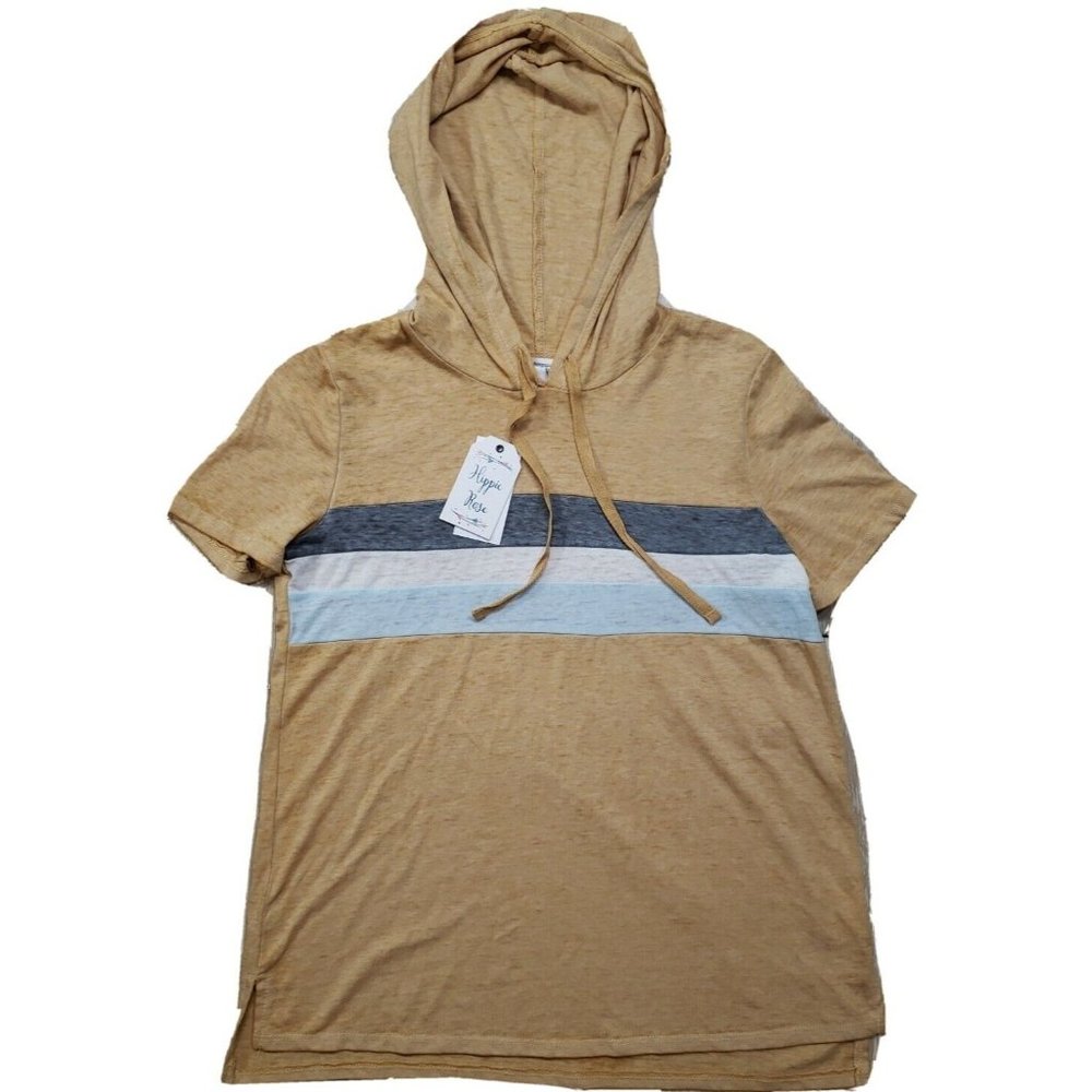 Hippie Rose Juniors Medium Short Sleeve Hoodie TShirt 3 Stripe Retro Style Soft